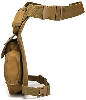 Tactical Drop Leg Bag, Military Style Waist Pack with Multiple Pockets, Available in Black, Army Green, Khaki (Black)