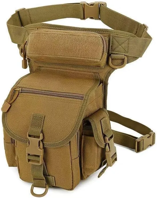 Tactical Drop Leg Bag, Military Waist Pack with Multiple Pockets, Camouflage (khaki)