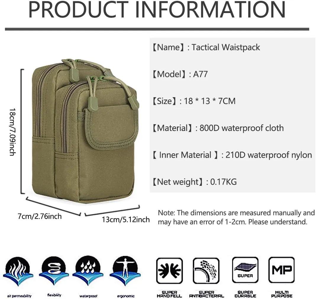 Tactical EDC Pouch Molle Utility Pouches Gadget Organizer Phone Holder Waist Pack Smartphone Pouch Tool Holster Pocket