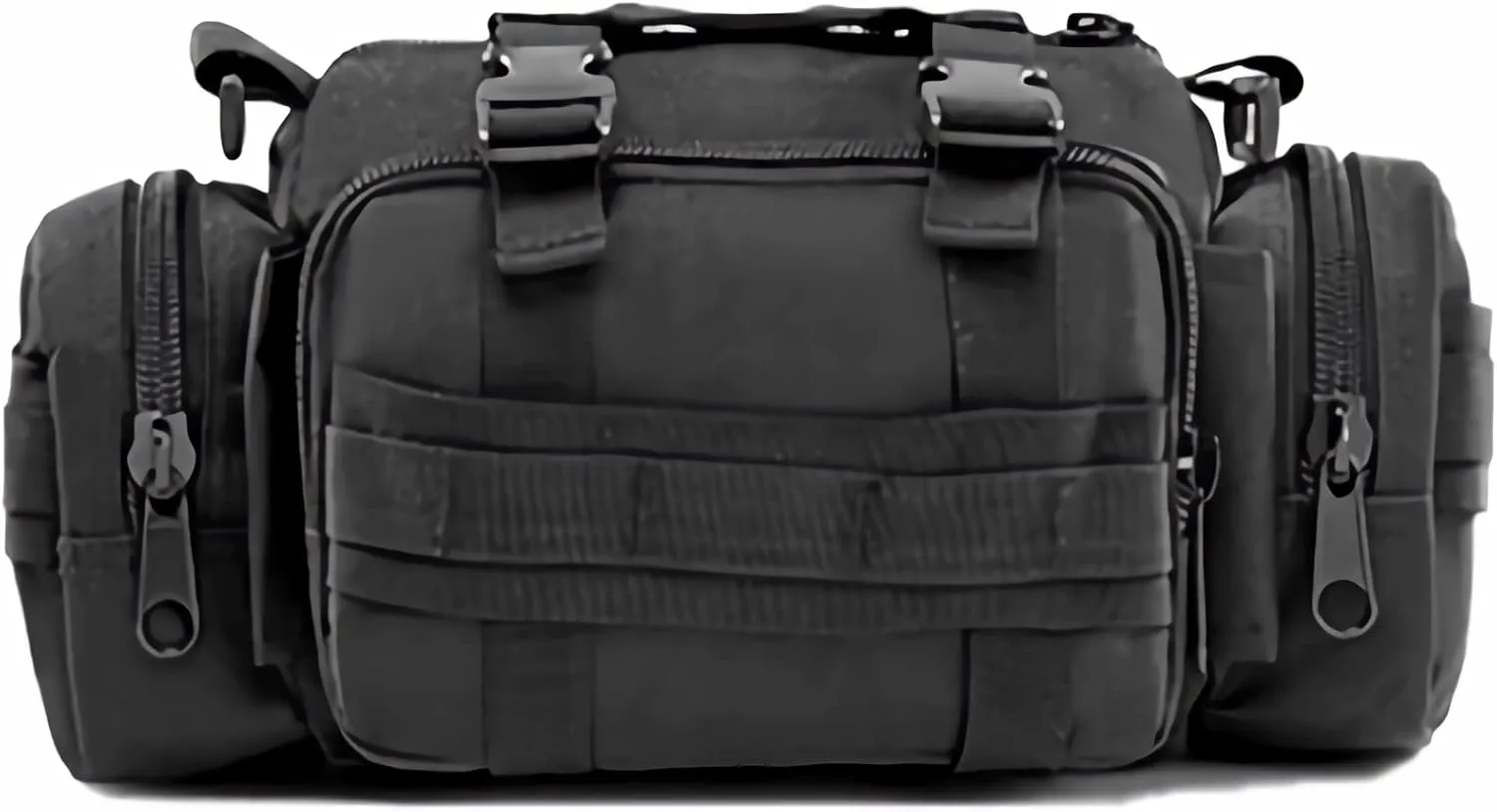 Tactical Fanny Pack Mens Molle EDC Convertible Pouch Waist Shoulder Sling Belt Crossbady Bag Pack with Top Handle (Black)