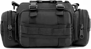 Tactical Fanny Pack Mens Molle EDC Convertible Pouch Waist Shoulder Sling Belt Crossbady Bag Pack with Top Handle (Black)