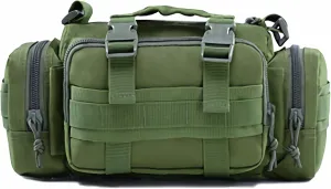 Tactical Fanny Pack Mens Molle EDC Convertible Pouch Waist Shoulder Sling Belt Crossbady Bag Pack with Top Handle (Green)