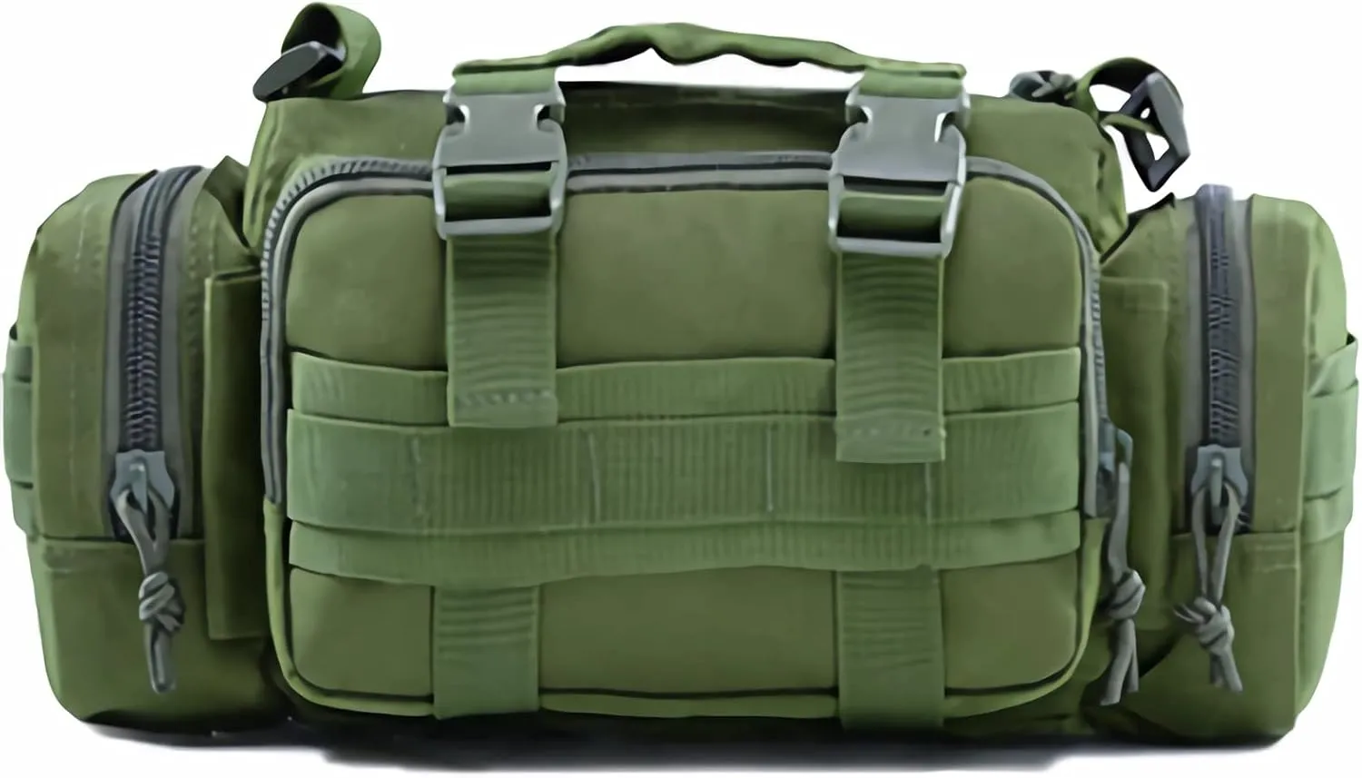 Tactical Fanny Pack Mens Molle EDC Convertible Pouch Waist Shoulder Sling Belt Crossbady Bag Pack with Top Handle (Green)