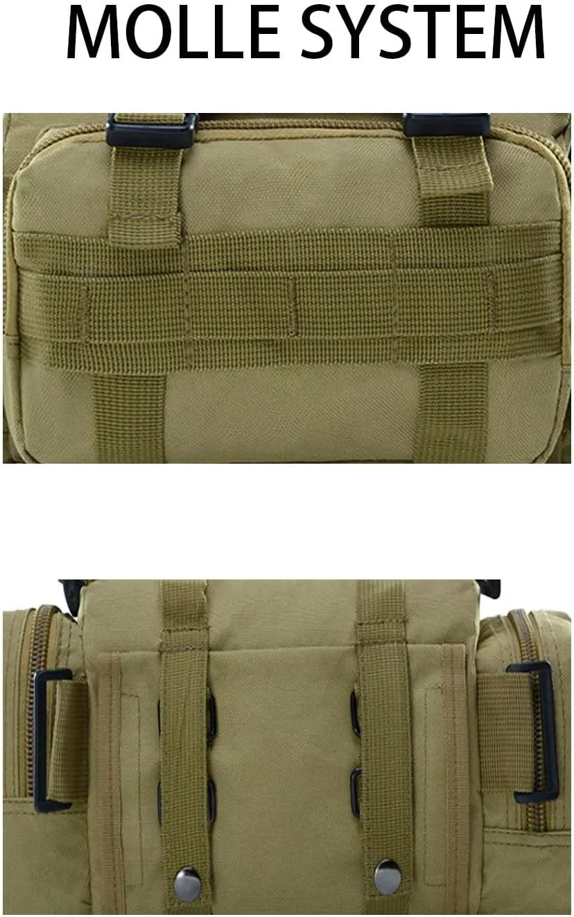Tactical Fanny Pack Mens Molle EDC Convertible Pouch Waist Shoulder Sling Belt Crossbady Bag Pack with Top Handle (Green)