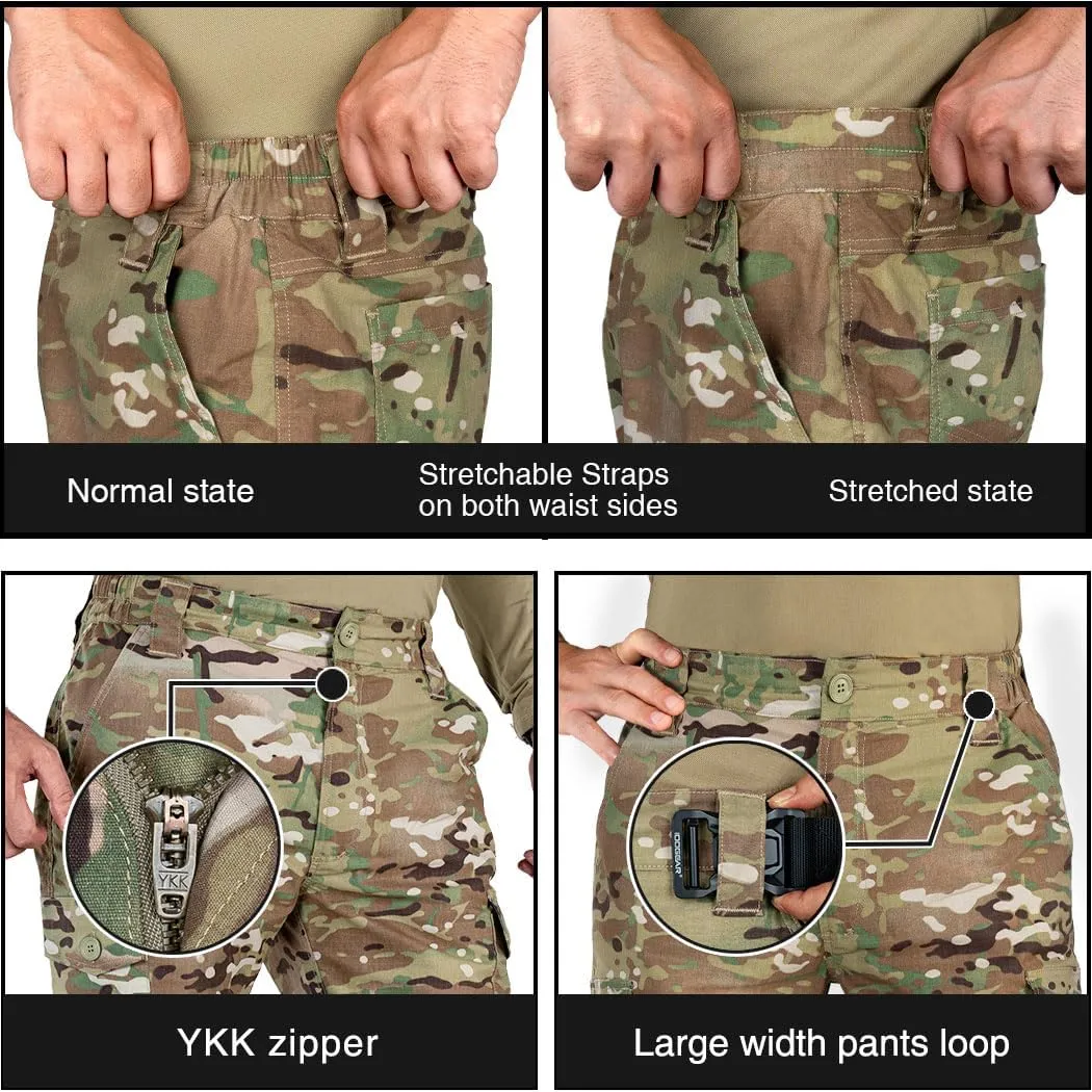 Tactical Flex Cargo Pants Ripstop Stretch Causal Pants Lightweight Water Resistant Trouser BDU Basic Pants