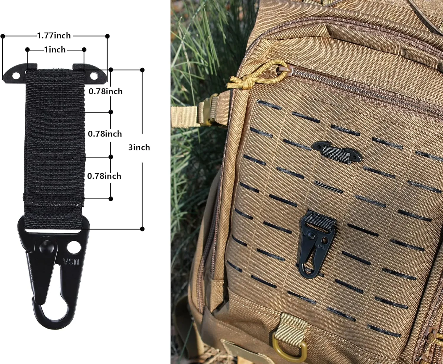 Tactical Gear Clip Clash Hook Hanging Carabiner T-Mount MOLLE Webbing Battle Belt Clip Metal Key Holder Vest Accessories