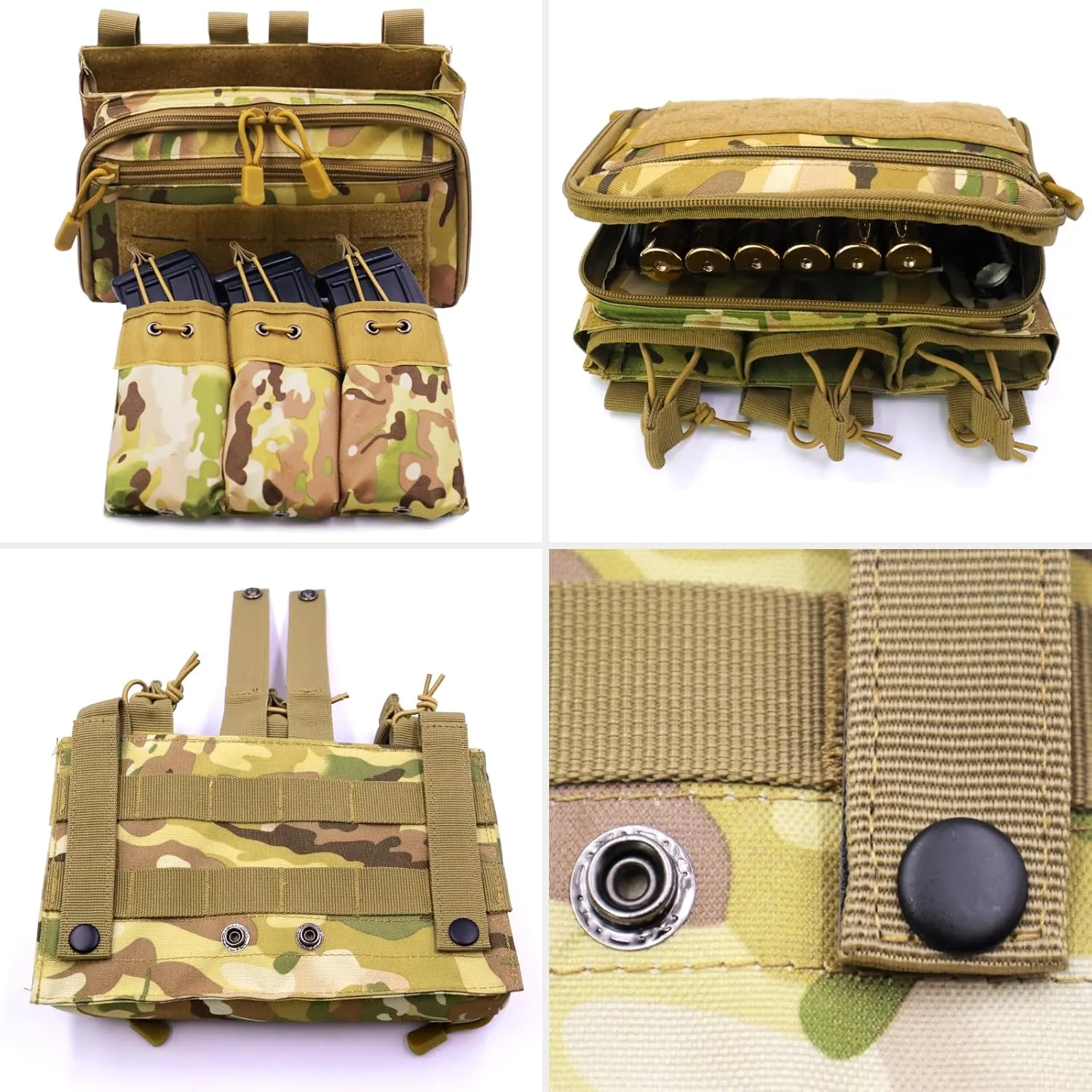 Tactical Mag Admin Pouch Molle Mag Pouch, Open Top Single/Double/Triple Magazine Pouch Holder Carrier for M4 M16 AK AR Glock M1911 92F 9mm Molle Utility Tool Pouch Medical EMT Organizer