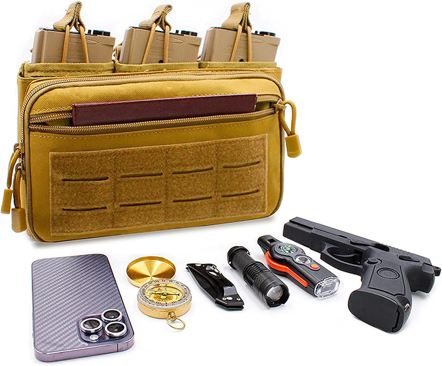 Tactical Mag Admin Pouch Molle Mag Pouch, Open Top Single/Double/Triple Magazine Pouch Holder Carrier for M4 M16 AK AR Glock M1911 92F 9mm Molle Utility Tool Pouch Medical EMT Organizer