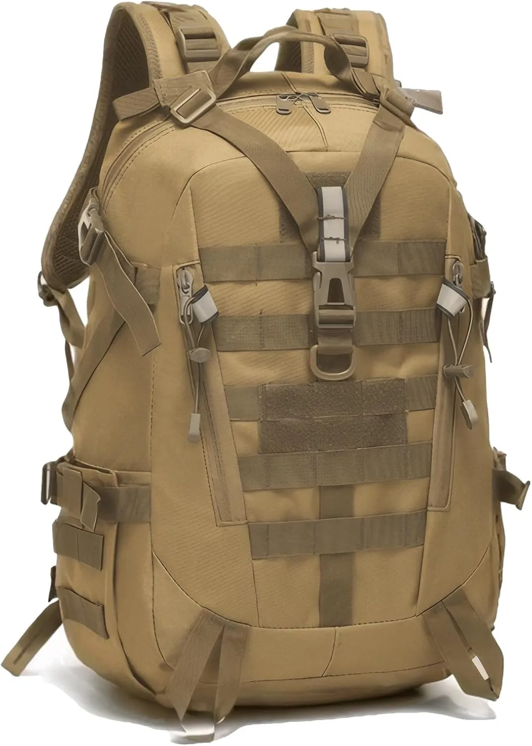 Tactical Military Backpack Tactical Style Molle Daypack - Water-Resistant Multi-Compartment Backpack for Hiking, EDC, Camping & Travel, Tan