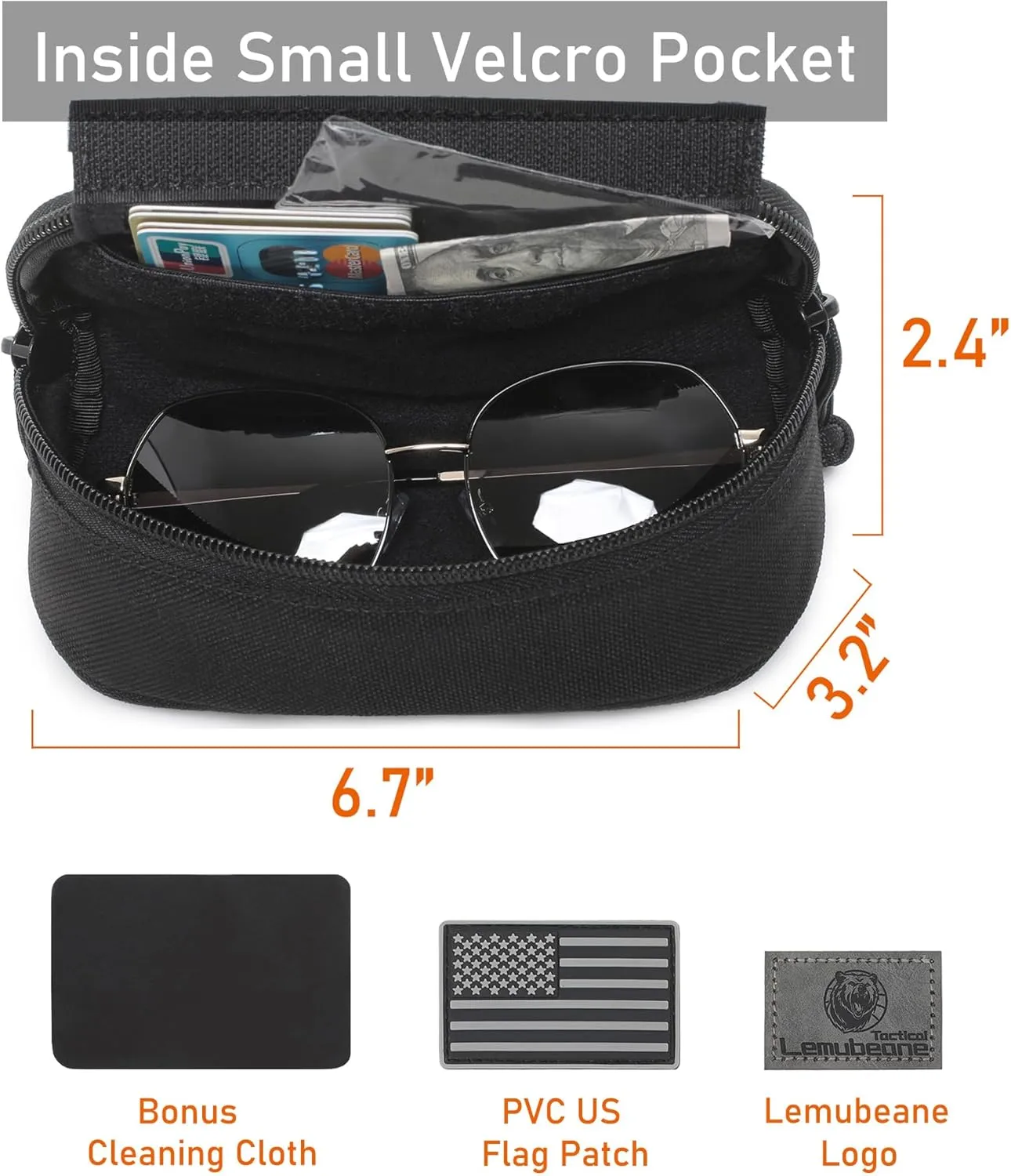 Tactical Molle Glasses Pouch Eyeglasses Hard Case Shockproof Sunglasses Carrying Case with Cleaning Cloth