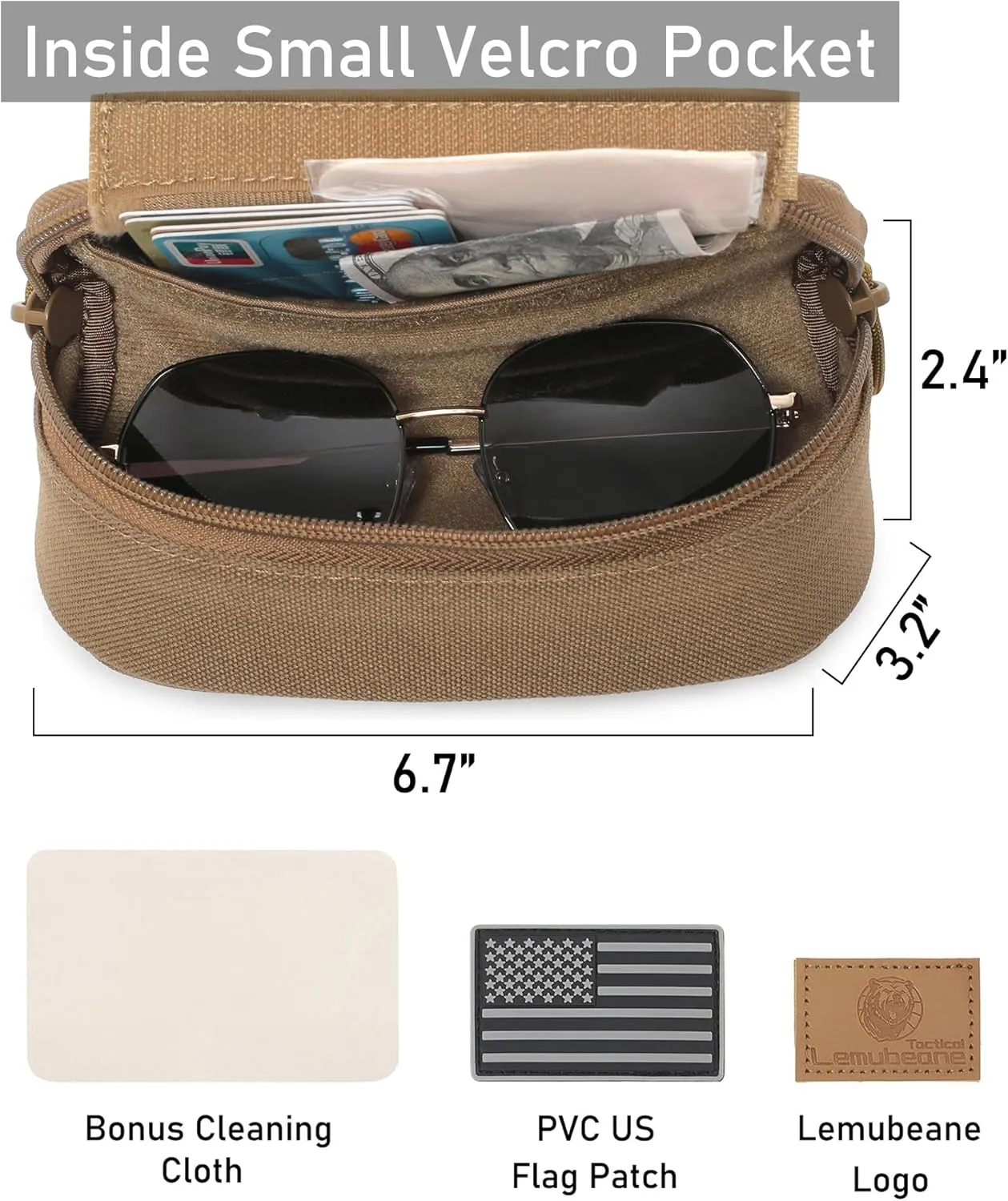 Tactical Molle Glasses Pouch Eyeglasses Hard Case Shockproof Sunglasses Carrying Case with Cleaning Cloth