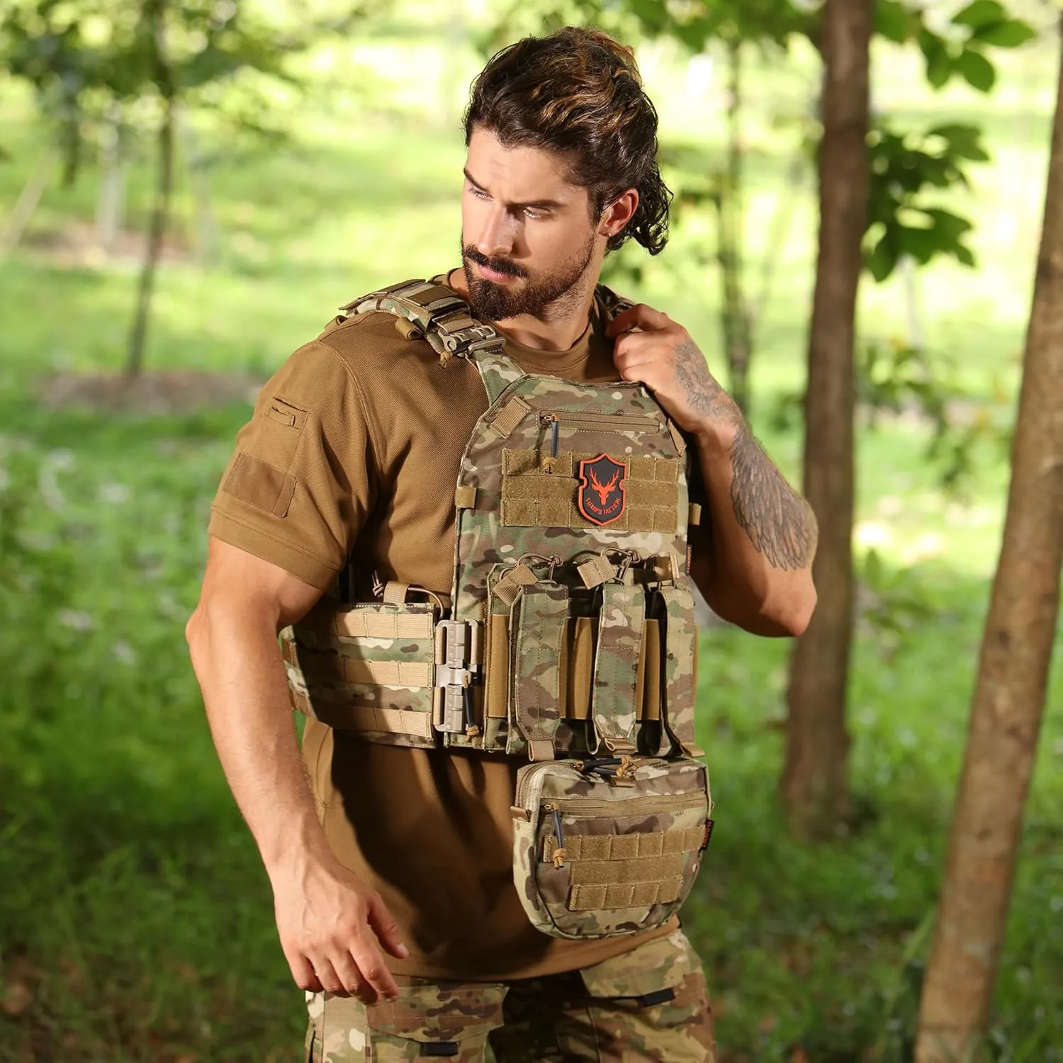 Tactical Molle Vest for Big Men with Quick Release Front Pouch Set Heavy-Duty Detachable and Reassembleable