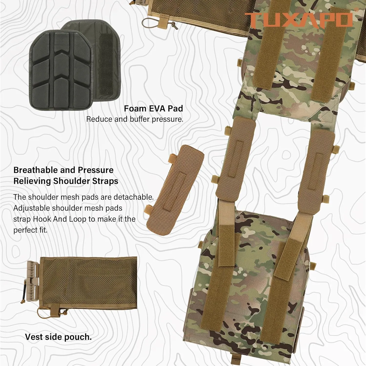 Tactical Molle Vest for Big Men with Quick Release Front Pouch Set Heavy-Duty Detachable and Reassembleable