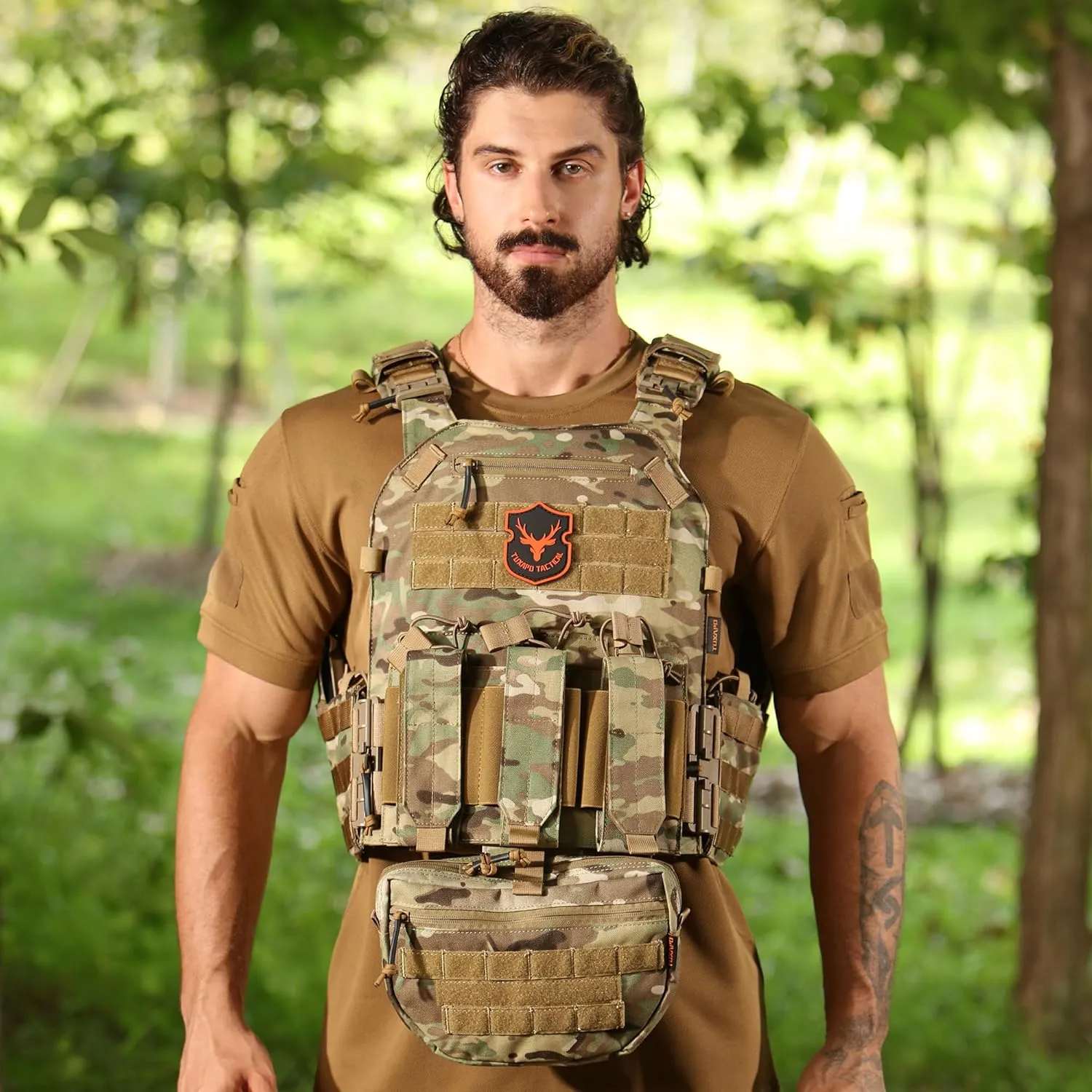 Tactical Molle Vest for Big Men with Quick Release Front Pouch Set Heavy-Duty Detachable and Reassembleable