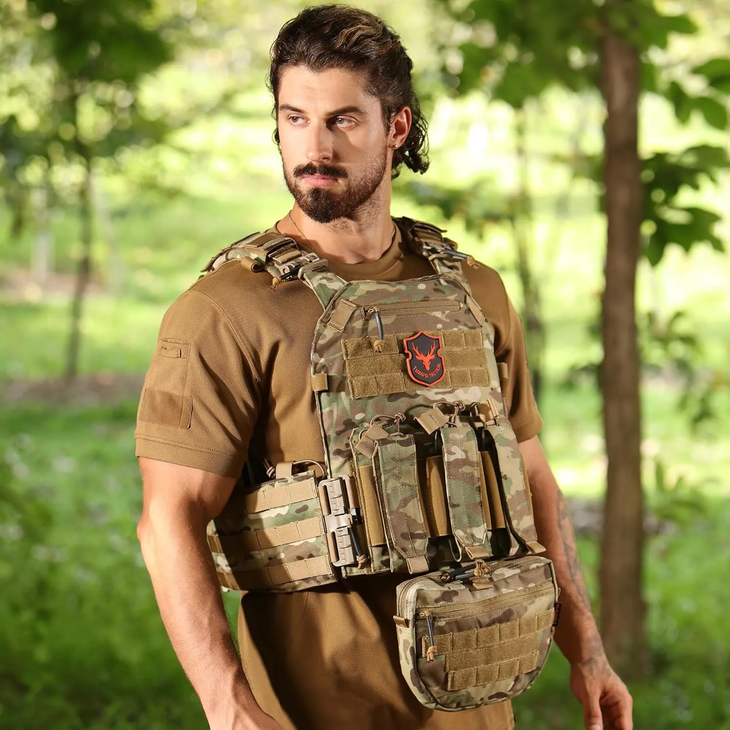 Tactical Molle Vest for Big Men with Quick Release Front Pouch Set Heavy-Duty Detachable and Reassembleable