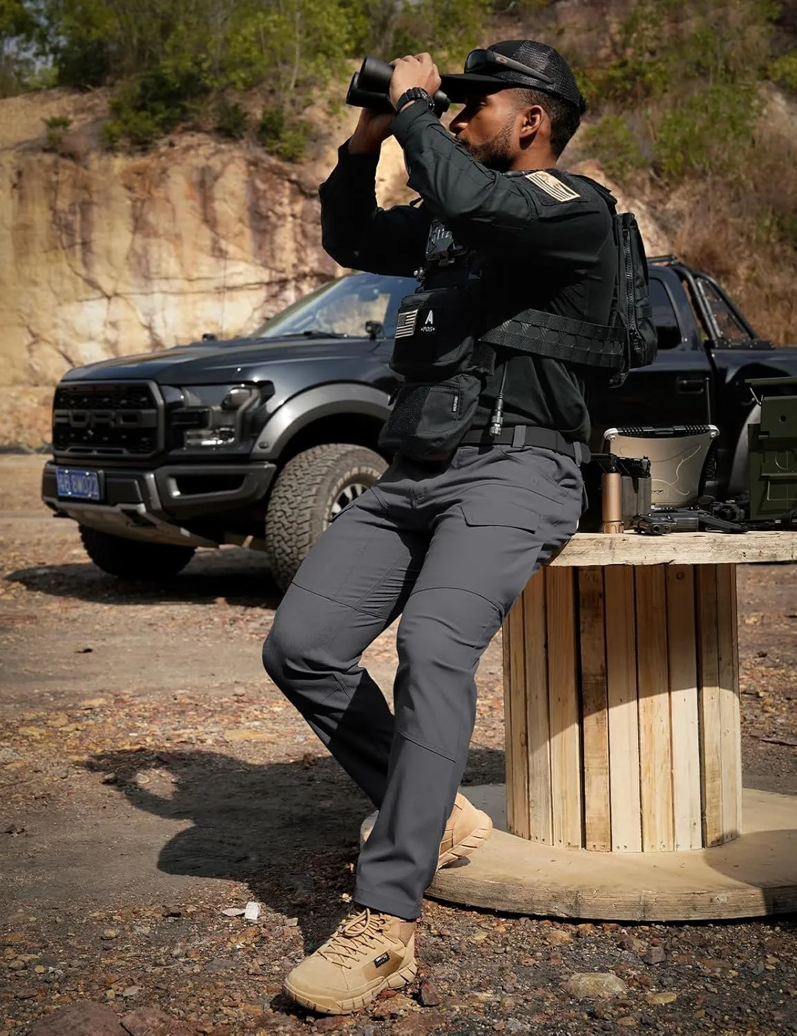 Tactical Pants Men's Flex Ripstop Water-Resistant Lightweight Stretch Cargo Trousers for EDC Outdoor Work Hiking