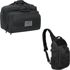 Tactical Range Bag Middle Size Large Shoulder Pack (Black)