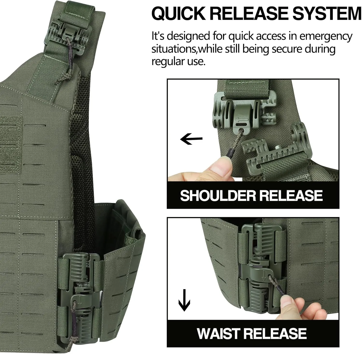 Tactical Vest for Men, Quick Release Lightweight Vests, Adjustable Breathable Weighted Vest