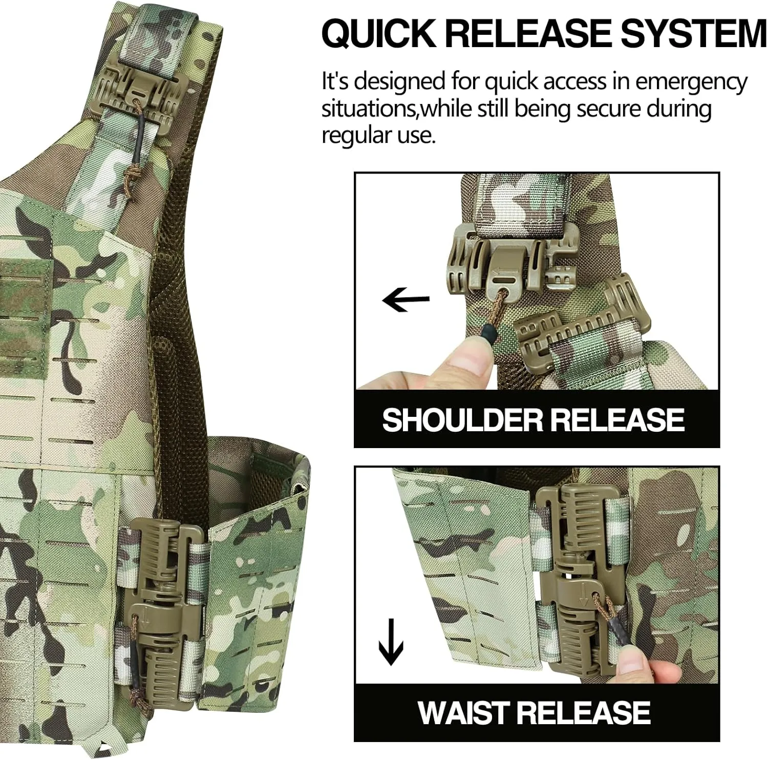 Tactical Vest for Men, Quick Release Lightweight Vests, Adjustable Breathable Weighted Vest