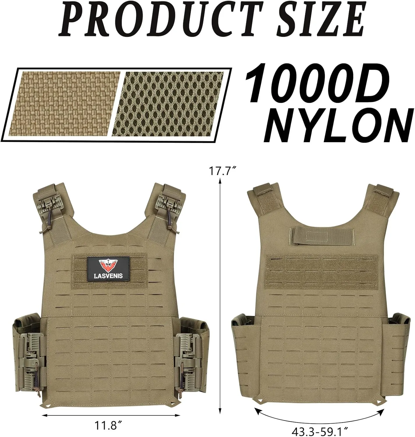 Tactical Vest for Men, Quick Release Lightweight Vests, Adjustable Breathable Weighted Vest
