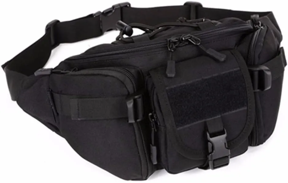 Tactical Waist Bag for Men Women Military Fanny Pack Outdoor Traveling Hiking Hunting Fishing Hip Bum Bag, Black