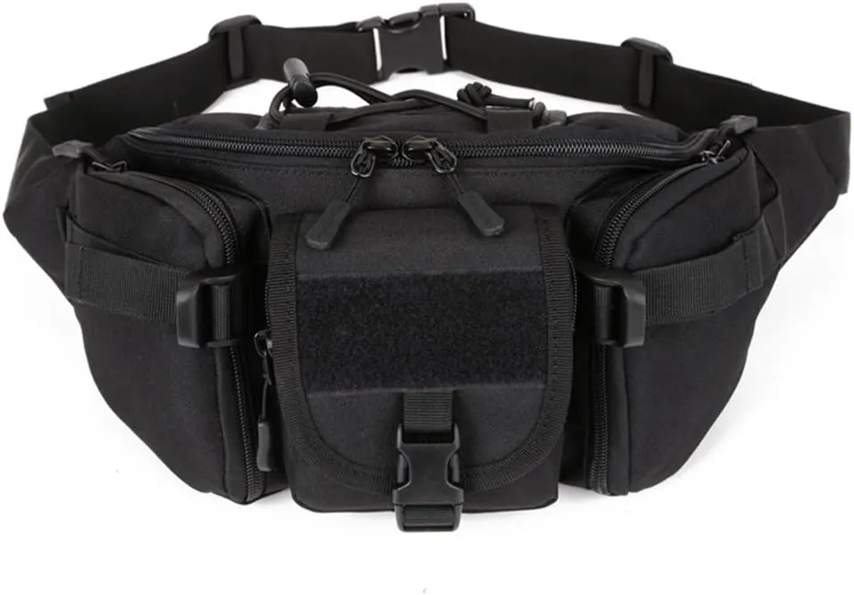 Tactical Waist Bag for Men Women Military Fanny Pack Outdoor Traveling Hiking Hunting Fishing Hip Bum Bag, Black
