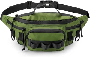 Tactical Waist Bag Waterproof Molle Fishing Fanny Pack Hip Bum EDC Bag with Adjustable Strap for Camping Hiking Hunting Running (Green)
