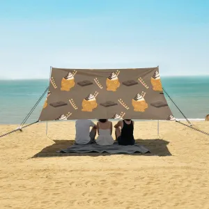 Taiyaki Ice Cream Chocolate Beach Camping Tent Sun Shelter for Whole Family, Japanese Street Food Dessert Beach Shade Canopy with UPF50  UV Protection,Easy Set Up and Carry,Outdoor Shade for Tr