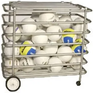 Tandem Sport Portable Locking Ball Cage - Portable Ball Storage - Locking Ball Cage - Sport Equipment Storage - Ball Cart With Wheels - Silver
