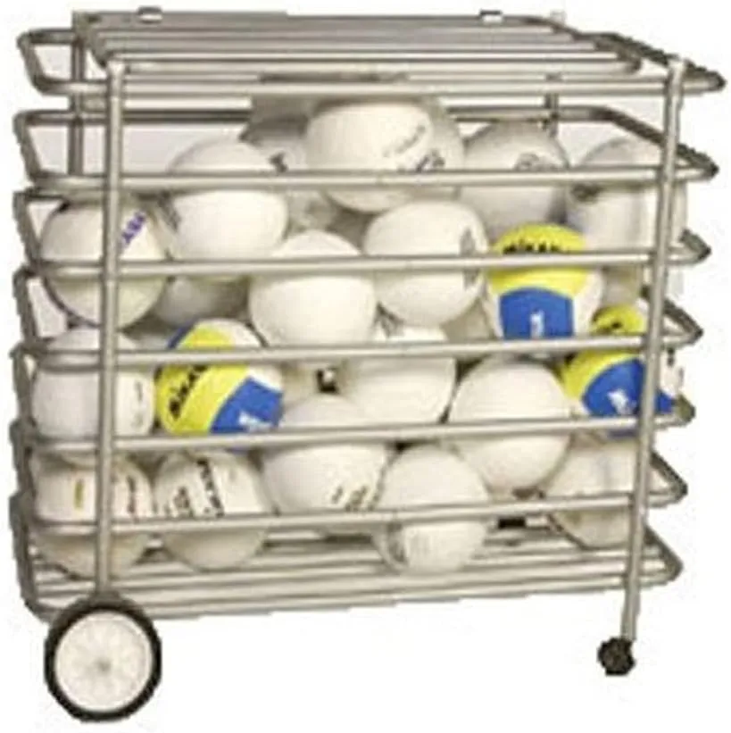 Tandem Sport Portable Locking Ball Cage - Portable Ball Storage - Locking Ball Cage - Sport Equipment Storage - Ball Cart With Wheels - Silver