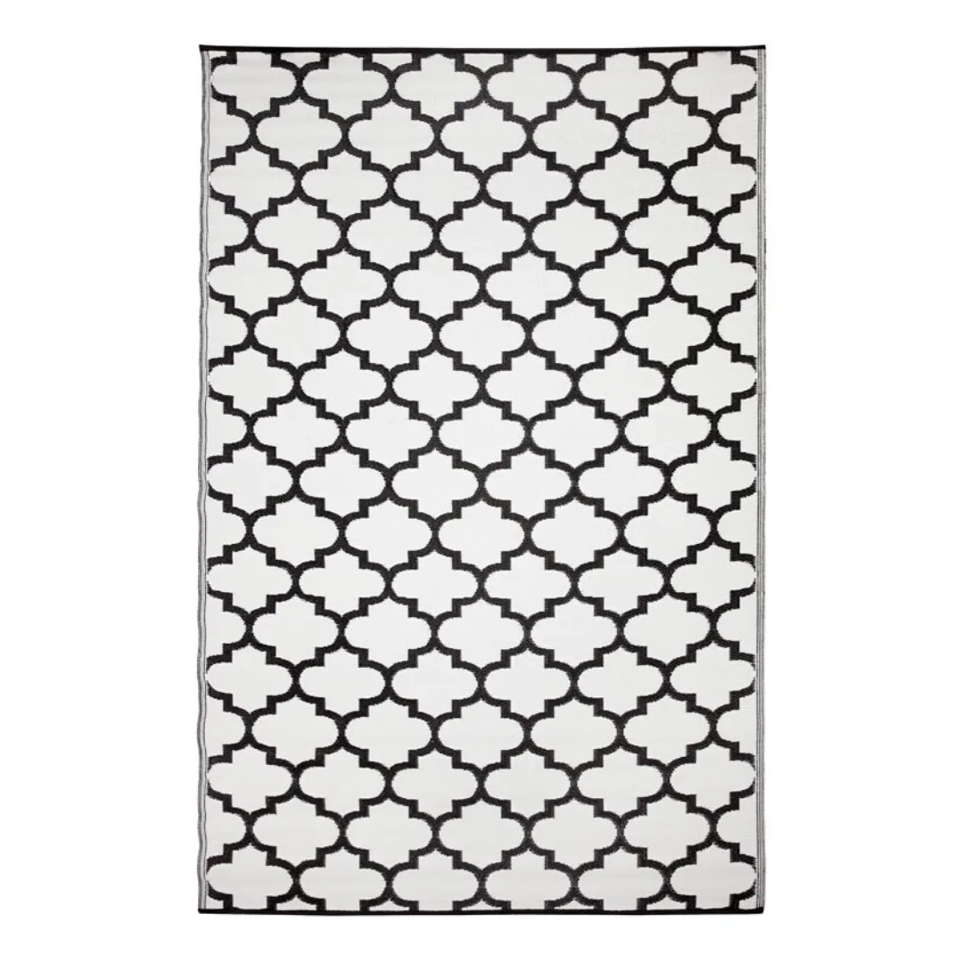 Tangier Black & White Trellis Pattern Foldable Mat for Camping - 270x270 CM