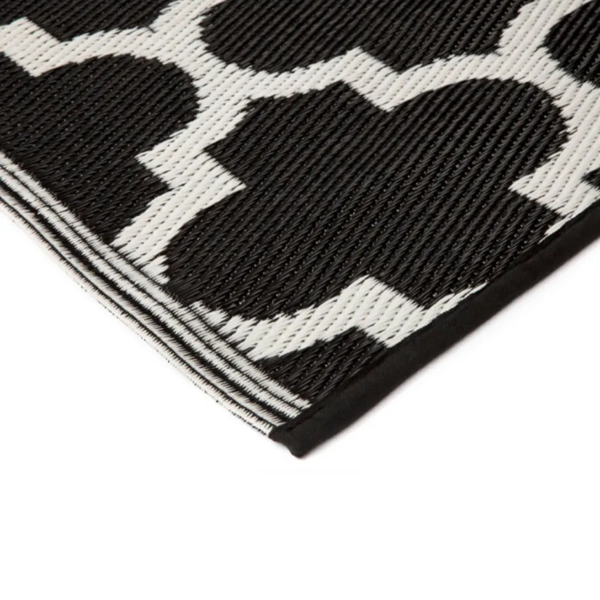 Tangier Black & White Trellis Pattern Foldable Mat for Camping - 270x270 CM