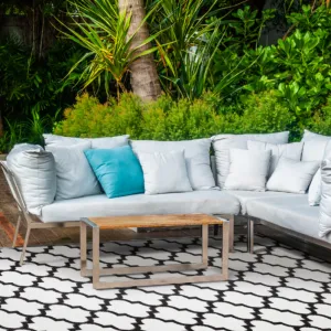 Tangier Black & White Trellis Pattern Foldable Mat for Camping - 270x270 CM