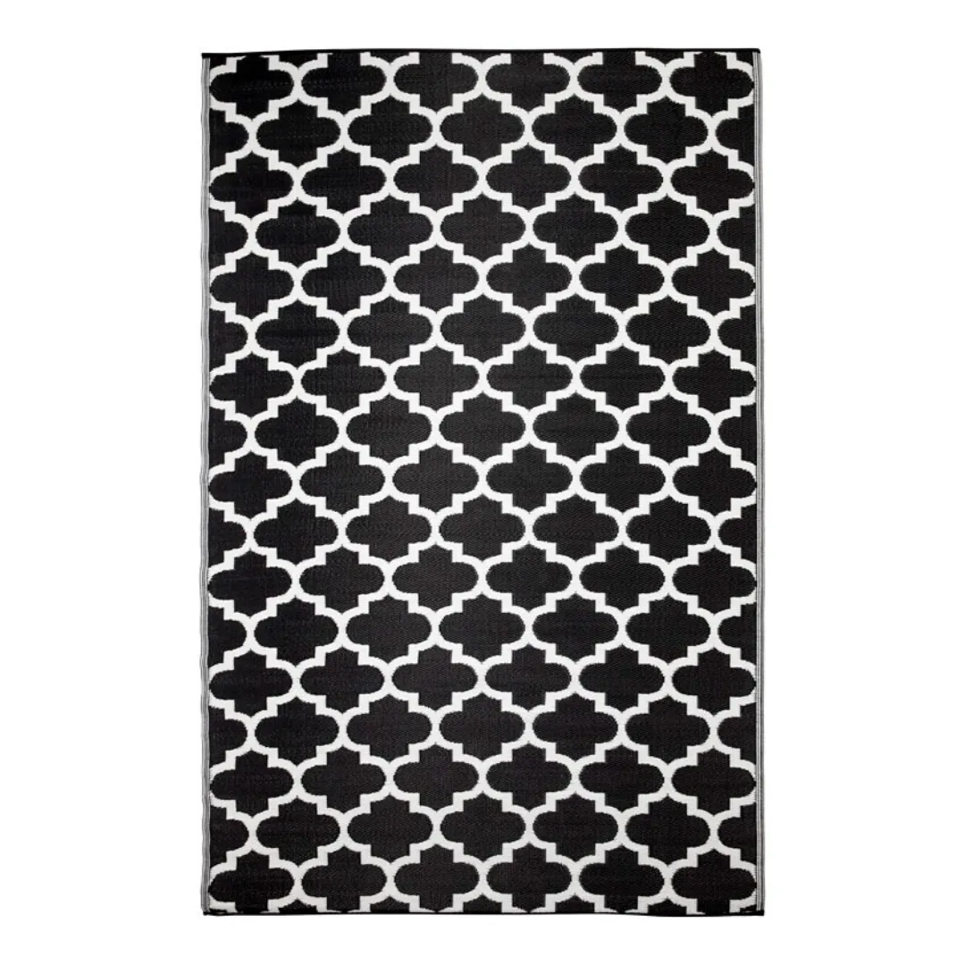 Tangier Black & White Trellis Pattern Foldable Mat for Camping - 270x270 CM
