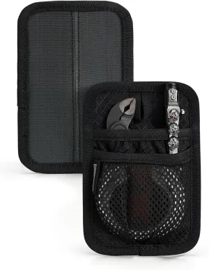 TCM4 Mini EDC Organizer Board, Backpack Accessories with Smooth Hook Back Panel, Utility Admin Bag Insert Panel Modular Organizer with Open Pocket & Mesh Pocket (Black)
