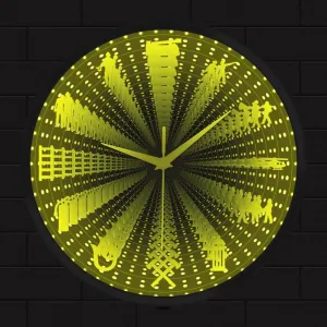 The Geeky Days Firefighter LED Infinity Mirror Wall Clock Firefighting Rescue Axe Hydrant Equipment 12 inch Silent Wall Clock Bedside Night Lamp for Fire Department Office Decor