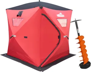 THUNDERBAY Ice Cube 2-4 Man Portable Ice Shelter, 24/34 Square Feet of Fishable Area, Portable 2-3 Person Ice Shanty