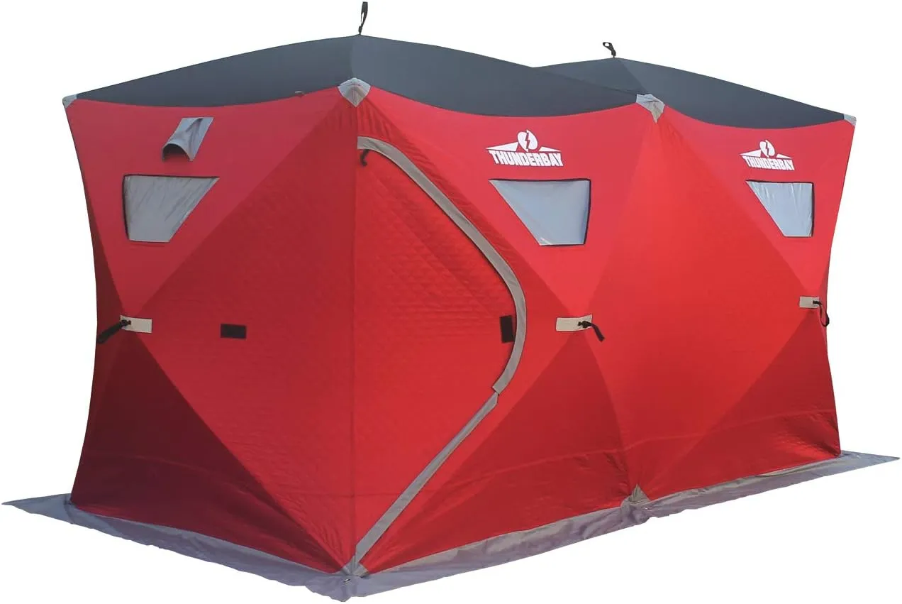 THUNDERBAY Ice Cube Series Pop-Up Hub-Style Ice Fishing Shelter, 68-112 Square Feet of Fishable Area, Portable 6-8 Person Ice Shanty