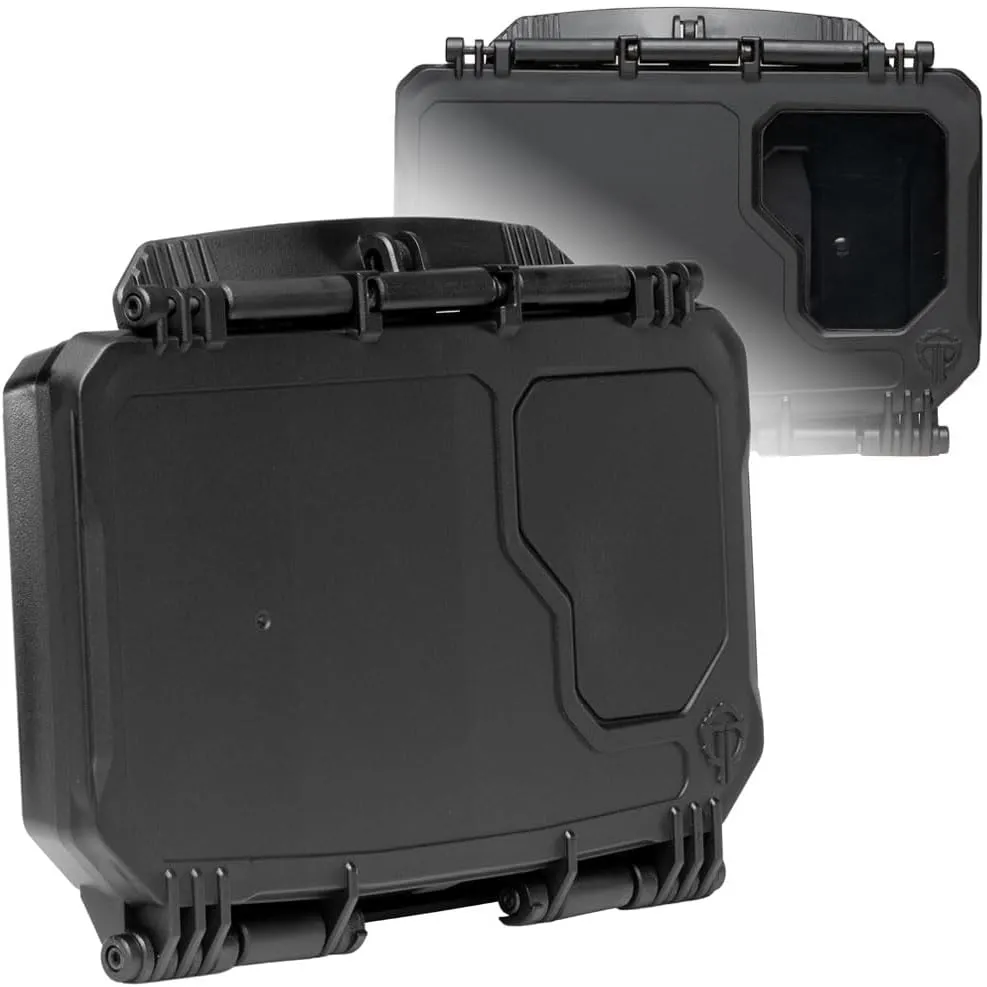 Thyrm DarkVault Comms 2.0 Critical Gear Case with Patch Panels, Integrated Phone Clamp, Viewing Window, for Chest Rig Compatible with Smartphones, Made in USA (Black, Large)