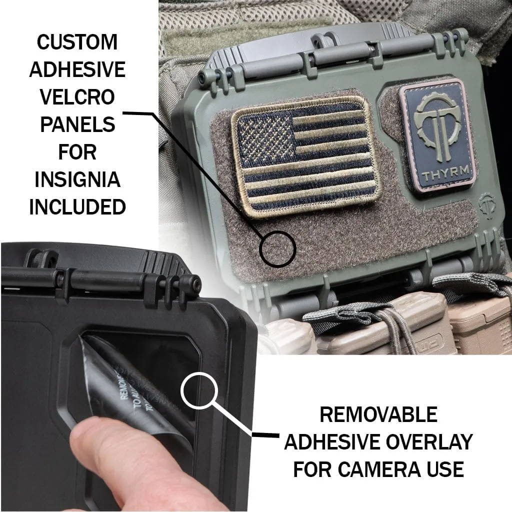 Thyrm DarkVault Comms 2.0 Critical Gear Case with Patch Panels, Integrated Phone Clamp, Viewing Window, for Chest Rig Compatible with Smartphones, Made in USA (Ranger Front/OD Back, Large)