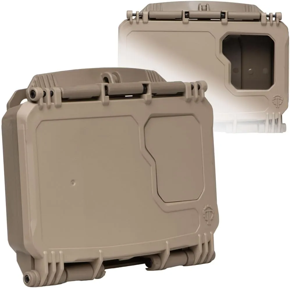 Thyrm DarkVault Comms 2.0 Critical Gear Case with Patch Panels, Integrated Phone Clamp, Viewing Window, for Chest Rig Compatible with Smartphones, Made in USA (Tan Front/FDE Back, Regular)