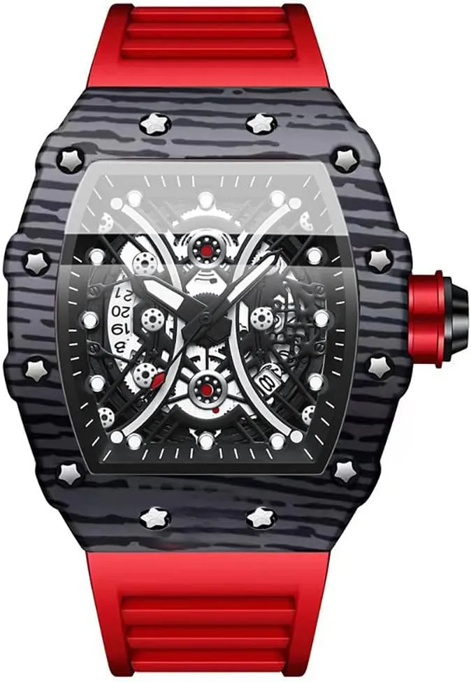 Tiong IrregularSilicone Barrel Shaped Business Men's Watch，Luminous Waterproof Men's Watch