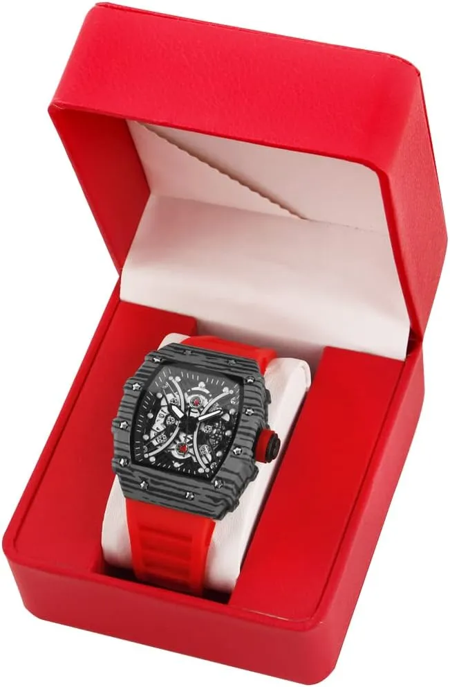 Tiong IrregularSilicone Barrel Shaped Business Men's Watch，Luminous Waterproof Men's Watch