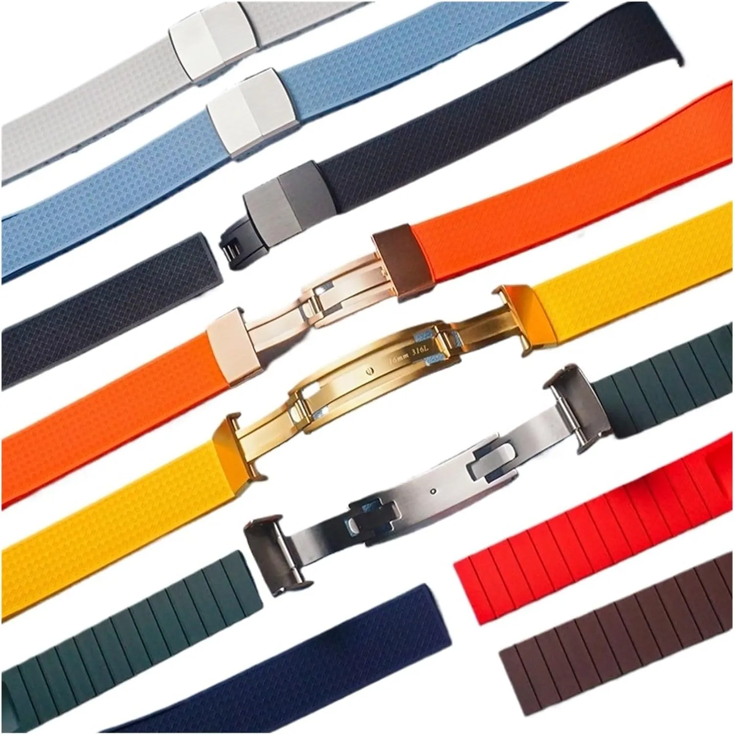 Tropical Pattern Fluororubber Strap 20mm22mm Strap With Quick Release Butterfly Clasp, Suitable For Most Watches