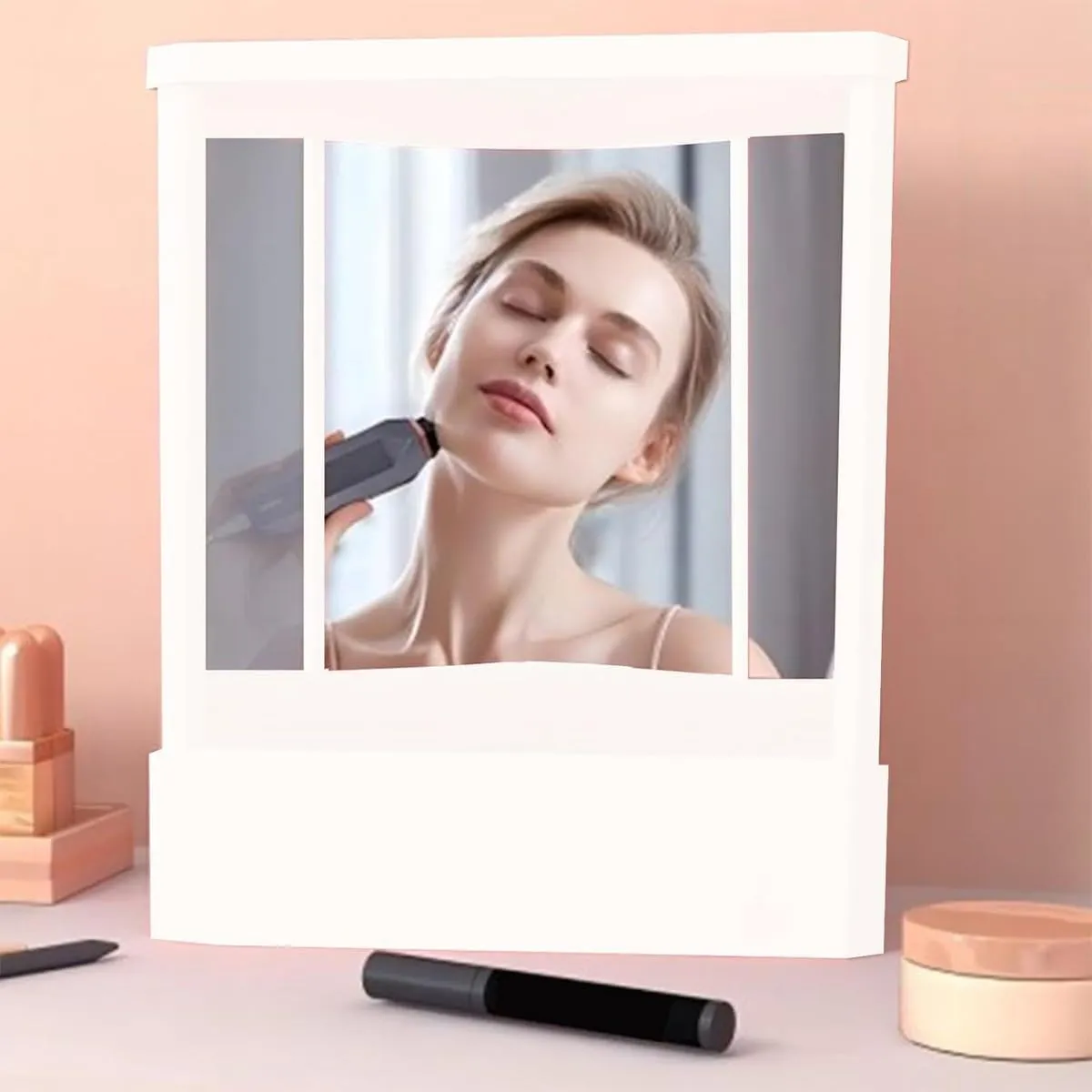 True Mirror Non Reverse, Sleek True Mirror Non Reversing for Authentic Self-Image, True Non Reversing Mirror for Makeup, True Non Reversing Mirror Gift for Women and Girls.(White,9.8x5x6 in)