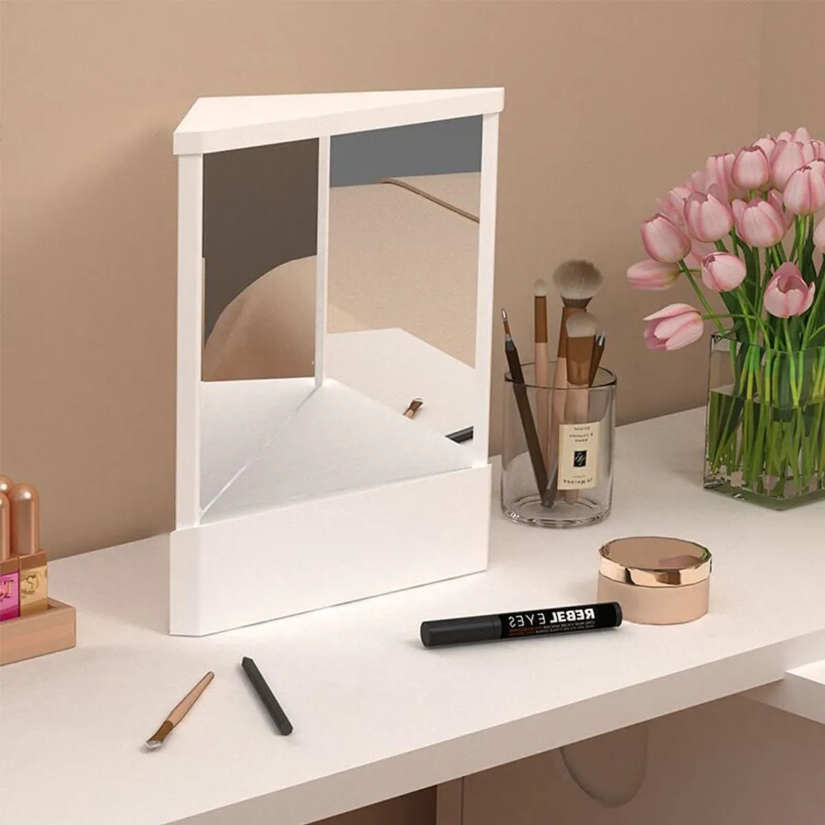 True Mirror Non Reverse, Sleek True Mirror Non Reversing for Authentic Self-Image, True Non Reversing Mirror for Makeup, True Non Reversing Mirror Gift for Women and Girls.(White,9.8x5x6 in)