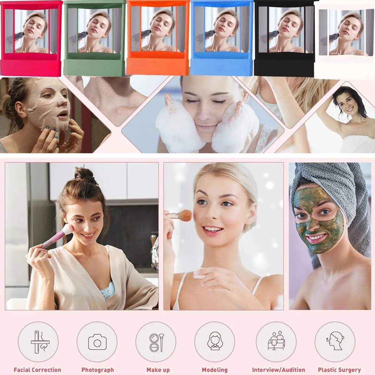 True Mirror Non Reverse, Sleek True Mirror Non Reversing for Authentic Self-Image, True Non Reversing Mirror for Makeup, True Non Reversing Mirror Gift for Women and Girls.(White,9.8x5x6 in)