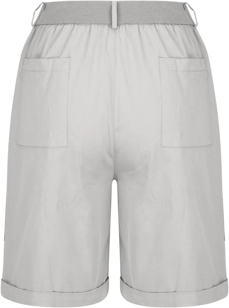 Uillui Cargo Shorts for Women High Waist Straight Leg Bootcut Shorts Multi-Pocket Tactical Cargo Shorts Outdoor Hiking Short