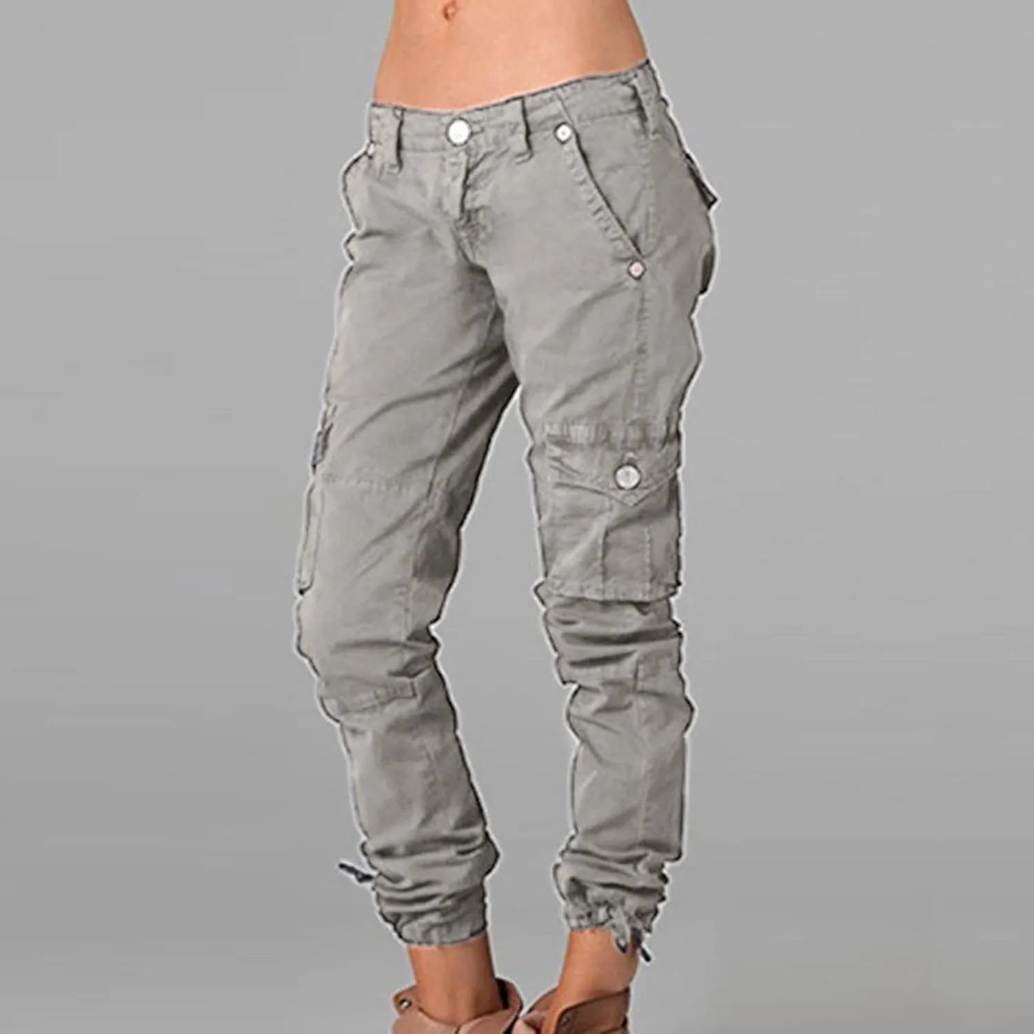Uillui Military Women Cargo Pants Ripstop Multi-Pockets Corset Leg Bootleg Pant Low Waist Outdoor Hiking Tactical Cargo Pant