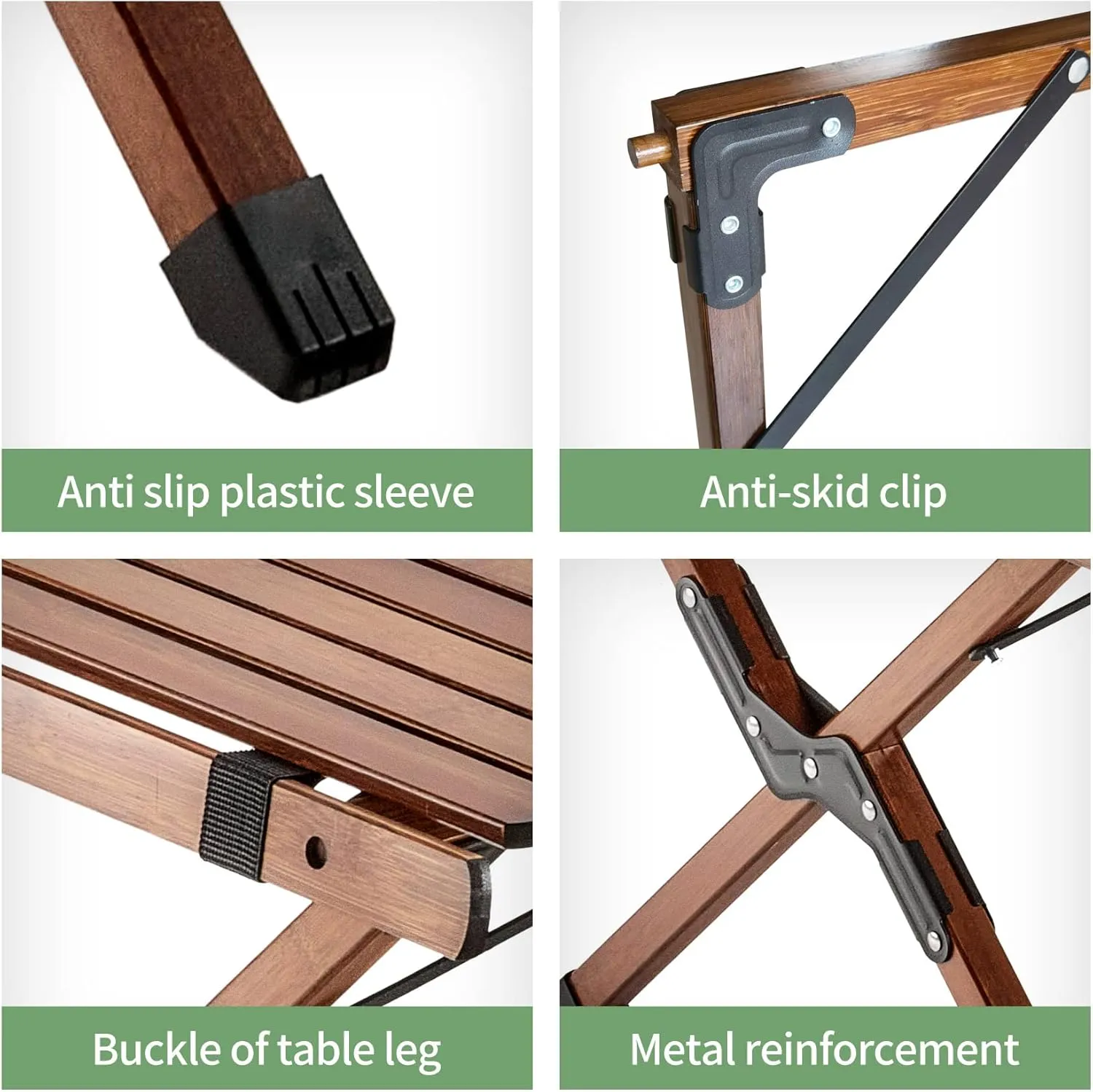 UNICOO –Bamboo Folding Picnic Table, Portable Camping Table W/Carry Bag, Low Height Foldable BBQ Roll Up Table, Beach Table for Indoor & Outdoor Party, BBQ and Hiking (3 FT, Antique Brown)